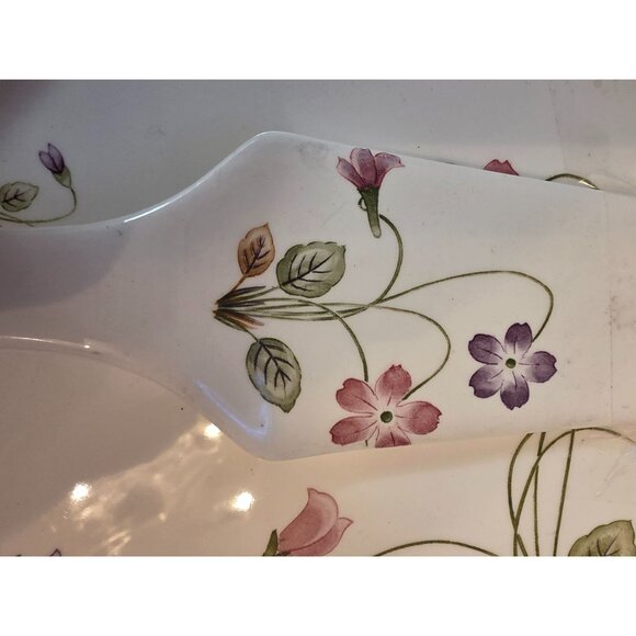 Andrea Sadek Violet Romance Floral Ceramic Cake Dish & Server Set - Picture 3 of 7